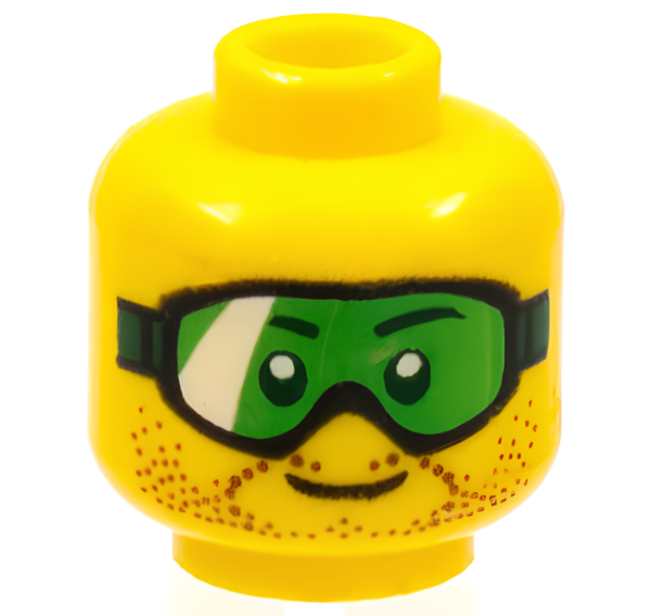 Голова Lego 3626cpb1116 Minifigure, Head Glasses with Green Goggles and Brown Stubble Pattern - Hollow Stud